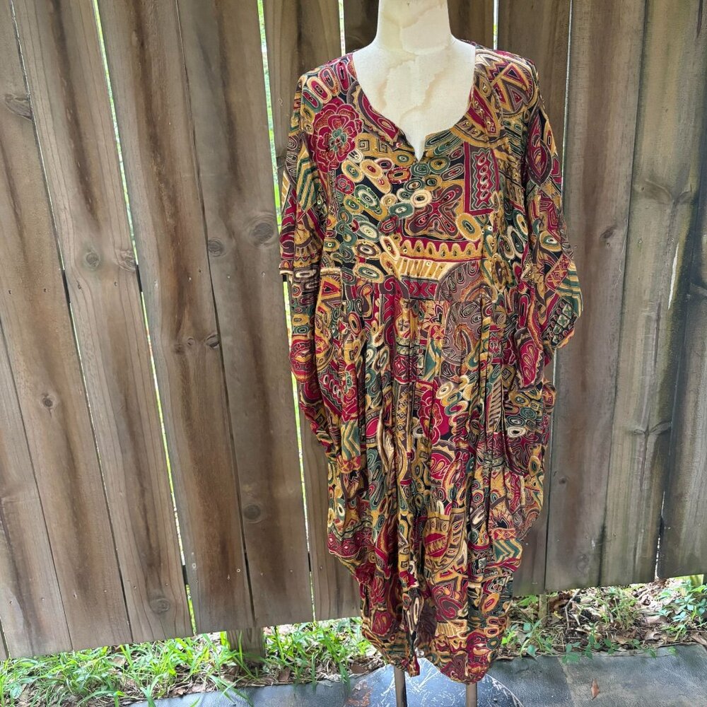 PAISLEY Print Embellished COCOON CAFTAN Boho  One Size